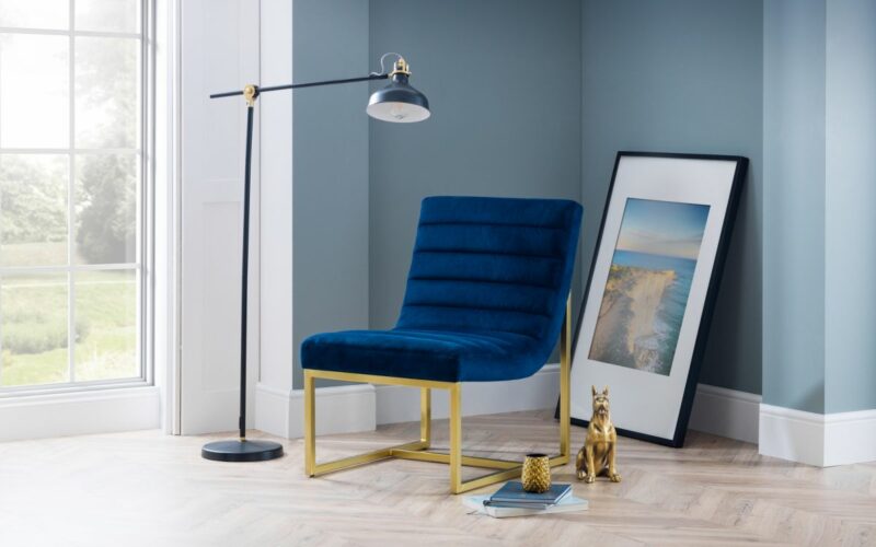 Bellagio Velvet Chair - Blue & Gold - Image 5