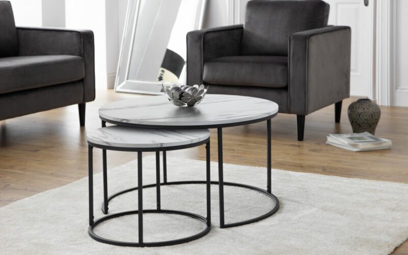Bellini Nesting Coffee Tables - White Marble - Image 3