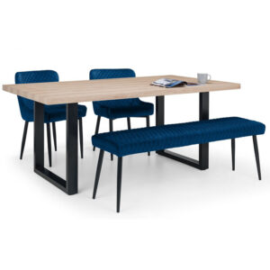 Berwick & Luxe 4 Seater Dining Set (2 Luxe Blue Chairs & Low Blue Bench)