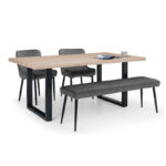 Berwick & Luxe 4 Seater Dining Set (2 Luxe Grey Chairs & Low Grey Bench)