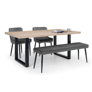 Berwick & Luxe 4 Seater Dining Set (2 Luxe Grey Chairs & Low Grey Bench)