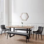 Berwick & Luxe 6 Seater Dining Set (2 Luxe Grey Chairs & 2 Low Grey Benches)