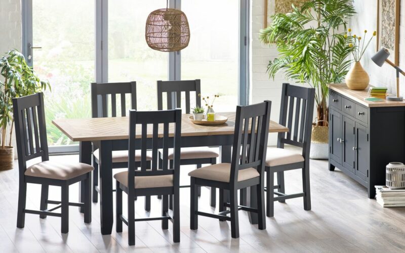 Bordeaux 6 Seater Dark Grey Dining Set - Image 6