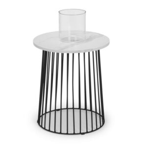 Broadway Round Lamp Table - White Marble