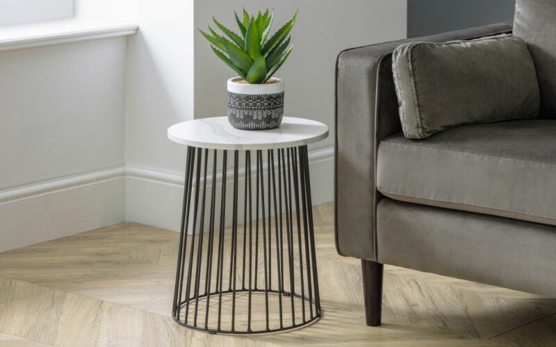 Broadway Round Lamp Table - White Marble - Image 2