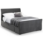Capri Fabric Bed with 2 Drawers - Dark Grey Velvet