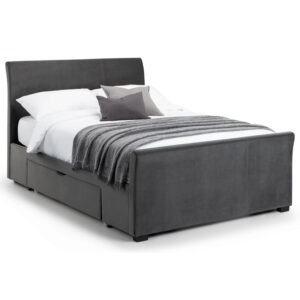 Capri Fabric Bed with 2 Drawers - Dark Grey Velvet