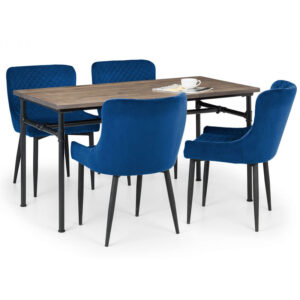 Carnegie & Luxe 4 Seat Blue Dining Set