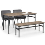 Carnegie & Luxe 4 Seater Dining Set (2 Luxe Grey Chairs & Bench)