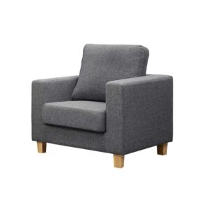 Chesterfield Armchair Sofa Linen Fabric Dark Grey