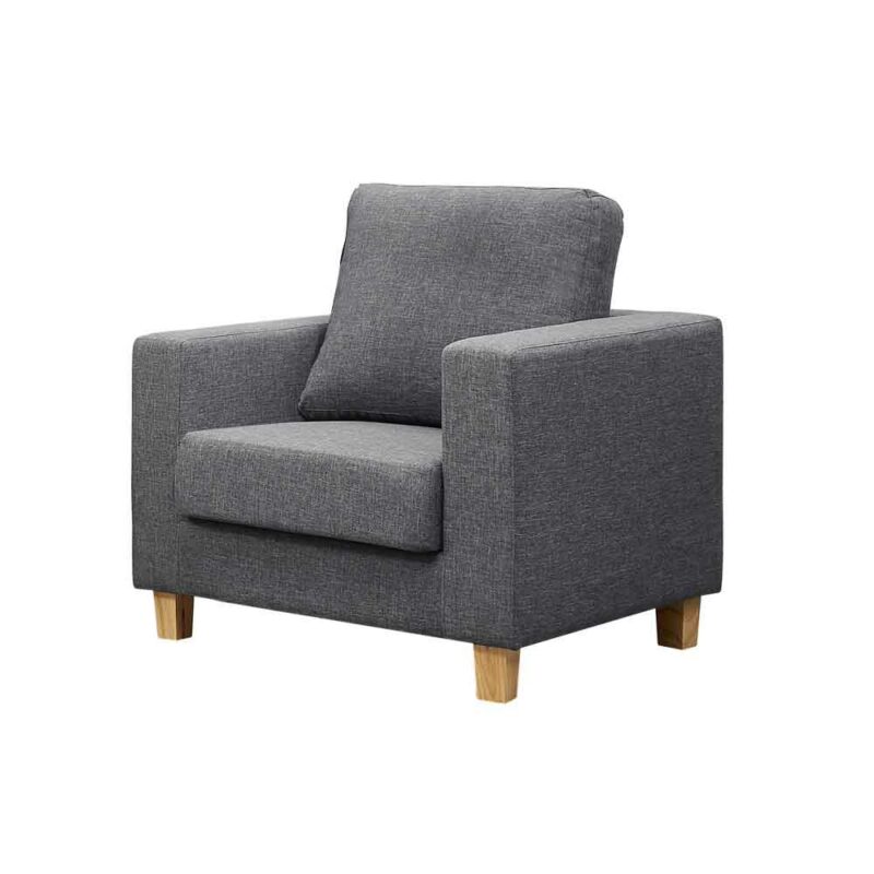 Chesterfield Armchair Sofa Linen Fabric Dark Grey