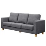 Chesterfield 3 Seater Sofa Linen Fabric Dark Grey