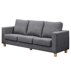Chesterfield 3 Seater Sofa Linen Fabric Dark Grey