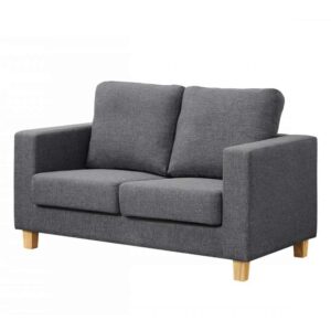 Chesterfield 2 Seater Sofa Linen Fabric Dark Grey
