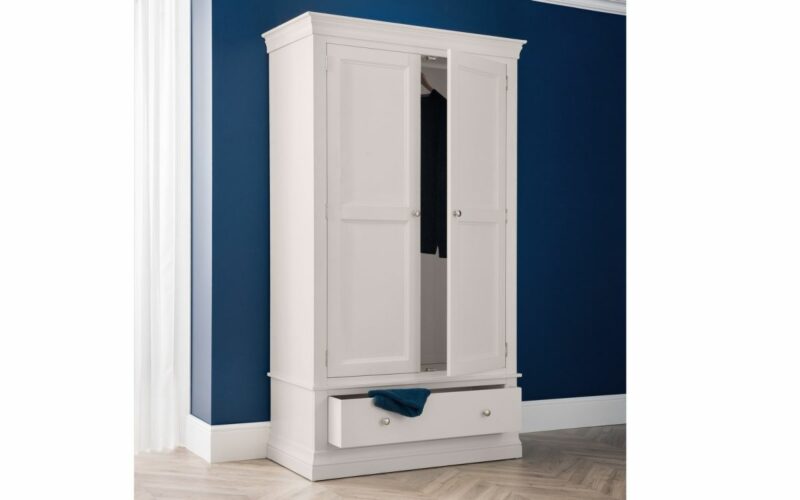 Clermont 2 Door 1 Drawer Wardrobe - Light Grey - Image 7