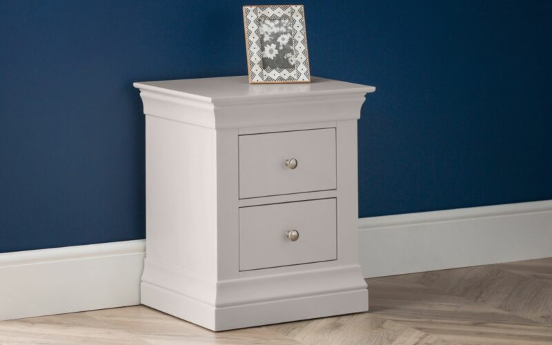 Clermont 2 Drawer Bedside - Light Grey - Image 4