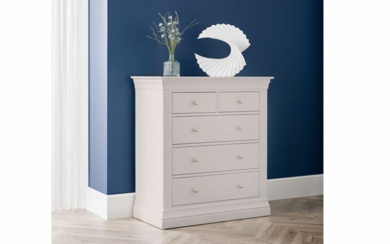 Clermont 3+2 Drawer Chest - Light Grey - Image 4