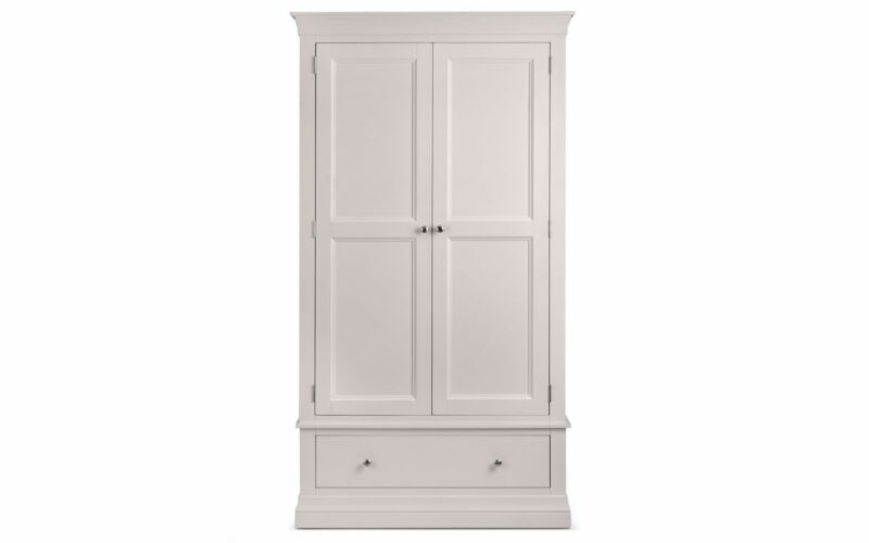 Clermont 2 Door 1 Drawer Wardrobe - Light Grey - Image 2