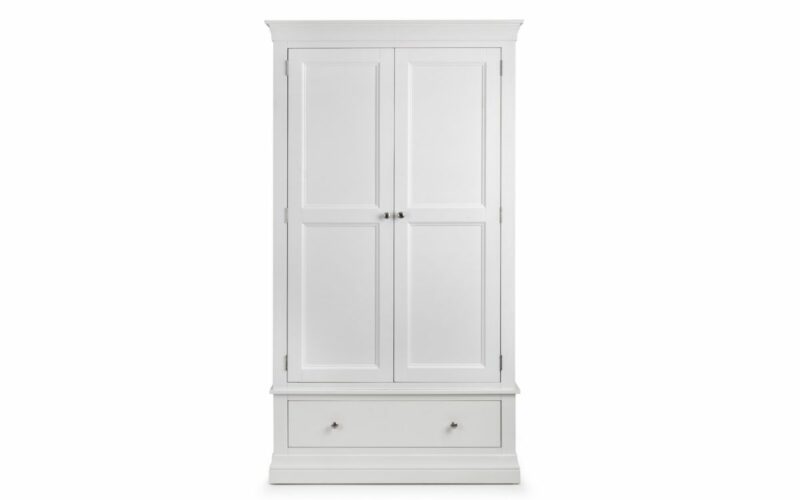 Clermont 2 Door 1 Drawer Wardrobe - White - Image 2
