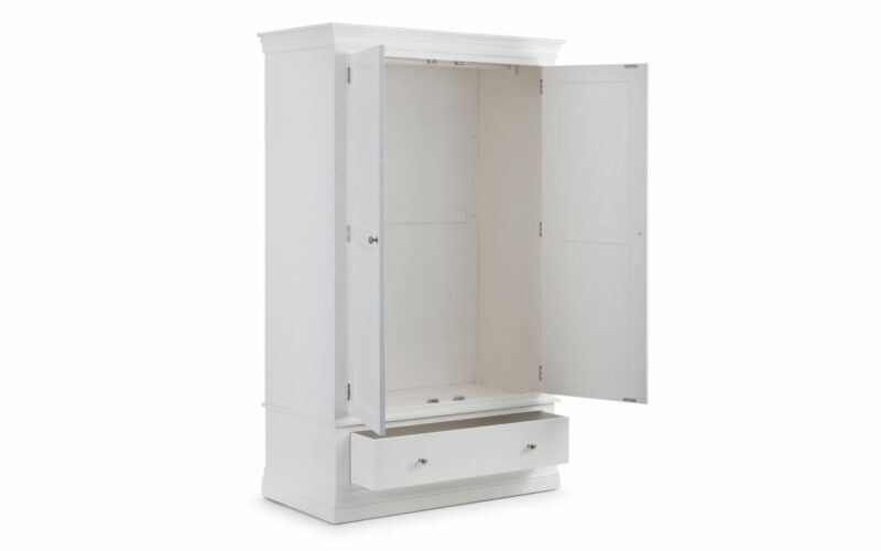 Clermont 2 Door 1 Drawer Wardrobe - White - Image 3