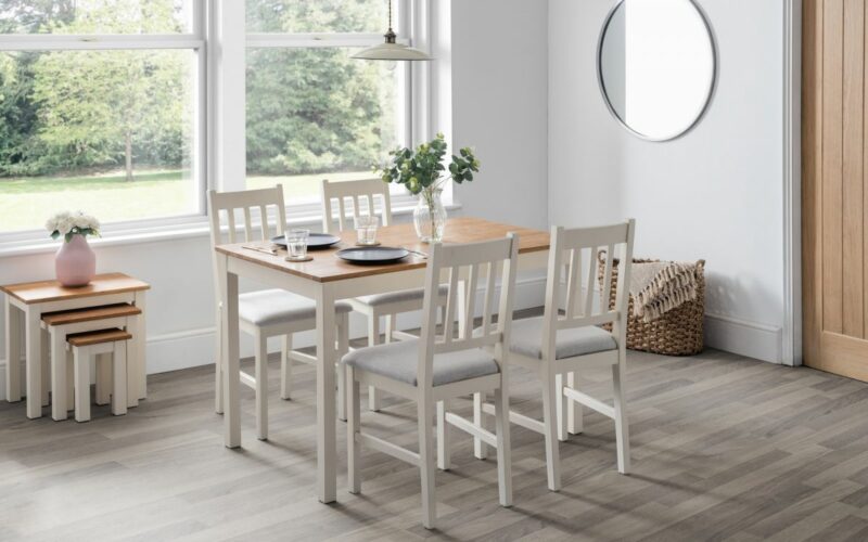 Coxmoor 4 Seater Ivory & Oak Dining Set - Image 5