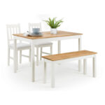 Coxmoor Ivory & Oak 4 Seater Dining Set (Bench & 2 Chairs)