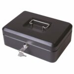 Cash Box with Latch and 2 Keys plus Removable Coin Tray 300mm Black