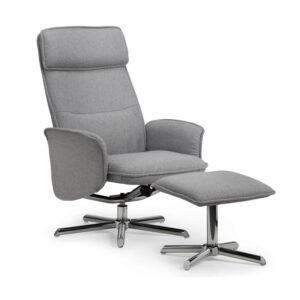 Aria Contemporary Swivel & Recline Chair - Light Grey Linen / Chrome (JB)