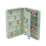 Key Cabinet Steel with Lock 200 Colour Tags 200 Hooks Grey