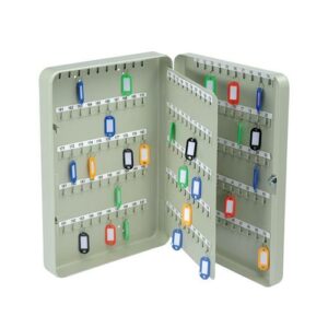 Key Cabinet Steel with Lock 200 Colour Tags 200 Hooks Grey