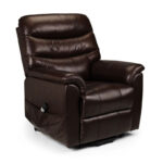 Pullman Leather Dual Motor Rise & Recline Chair - Brown Leather Faced (JB)
