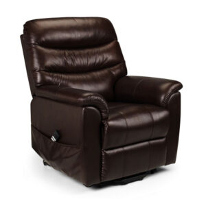 Pullman Leather Dual Motor Rise & Recline Chair - Brown Leather Faced (JB)