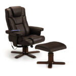 Malmo Massage Swivel & Recline Chair - Brown Faux Leather (JB)