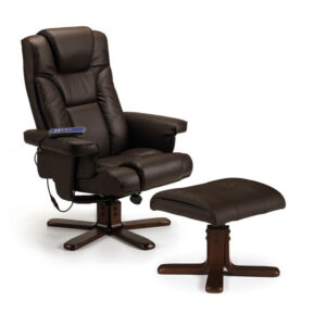 Malmo Massage Swivel & Recline Chair - Brown Faux Leather (JB)