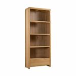 Curve Oak Tall Bookcase with Drawer (JB)