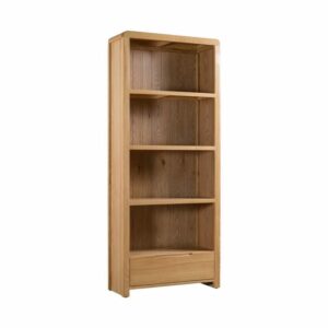 Curve Oak Tall Bookcase with Drawer (JB)