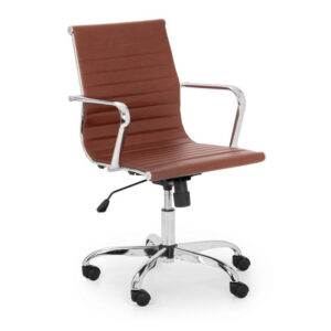 Gio Upholstered Office Chair - Brown/Chrome (JB)