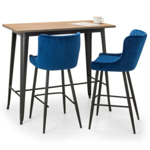 Grafton Bar Table & 2 Luxe Blue Bar Stools