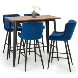 Grafton Bar Table & 4 Luxe Blue Bar Stools