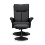 Lugano Swivel & Recline Chair - Black Faux Leather (JB)