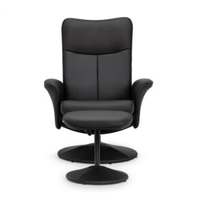 Lugano Swivel & Recline Chair - Black Faux Leather (JB)