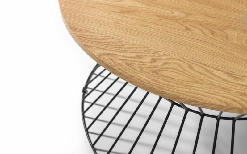 Jersey Round Wire Coffee Table - Oak - Image 2