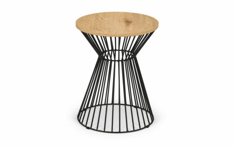 Jersey Round Wire Lamp Table - Oak - Image 2