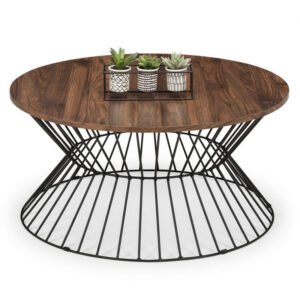 Jersey Round Wire Coffee Table - Walnut