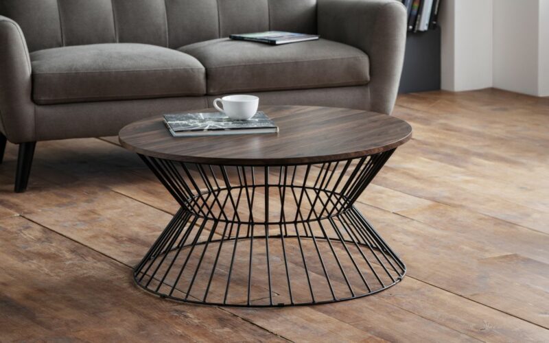 Jersey Round Wire Coffee Table - Walnut - Image 3