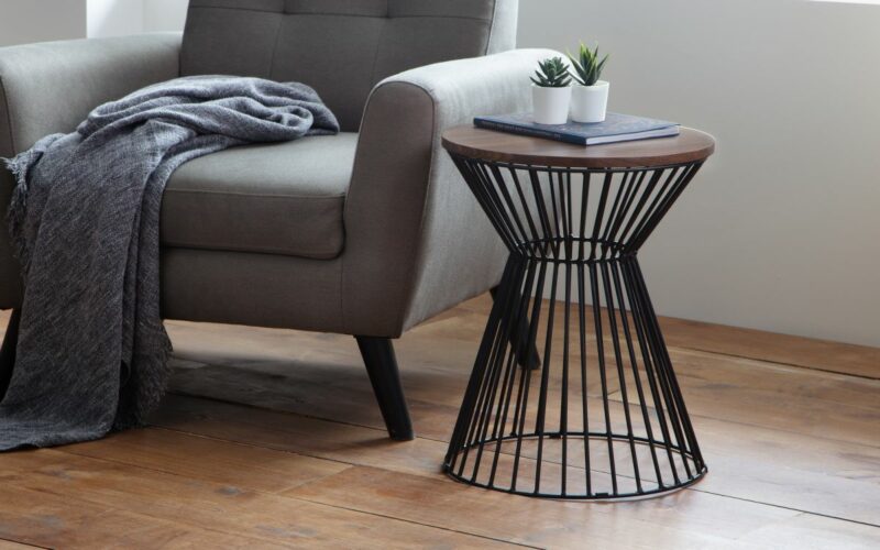 Jersey Round Wire Lamp Table - Walnut - Image 4