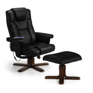 Malmo Massage Swivel & Recline Chair - Black Faux Leather (JB)