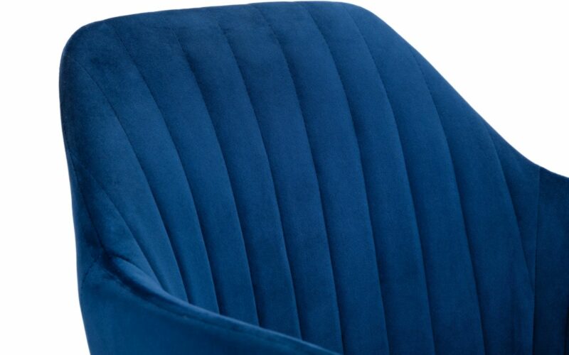 Kahlo Velvet Swivel Office Chair - Blue & Chrome - Image 3