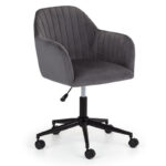 Kahlo Velvet Swivel Office Chair - Grey & Black