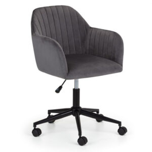 Kahlo Velvet Swivel Office Chair - Grey & Black